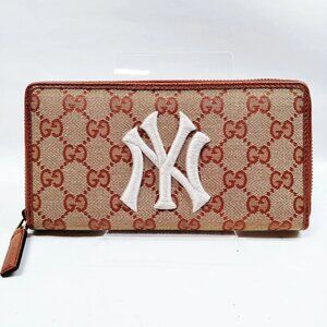 Authentic Gucci Long Wallet Brown Canvas mn367-113025